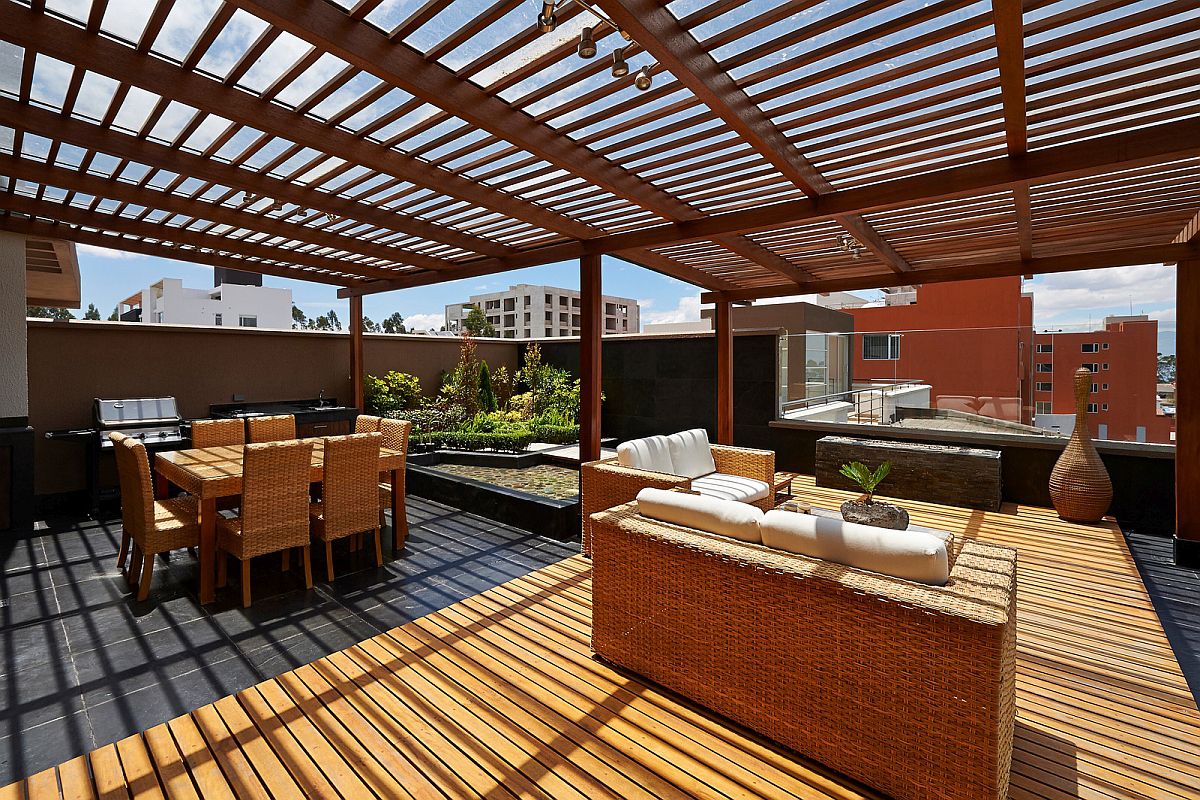 Interior design: Beautiful terrace lounge with pergola